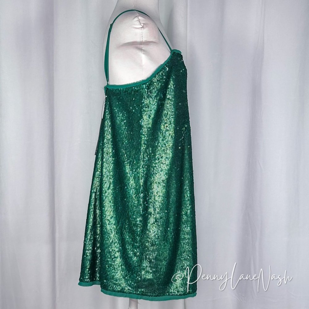 NWT Lulus Poppin' Prosecco Matte Green Sequin Mini Dress - Picture 8 of 11